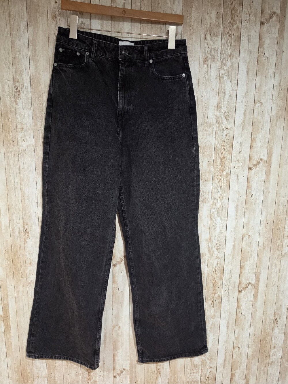 Ganni Magny Wide Leg Barrel Black Jeans Size 29